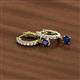 3 - Nita (4mm) Round Blue Sapphire and Diamond Dangle Huggie Hoop Earrings 