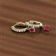 3 - Nita (4mm) Round Ruby and Diamond Dangle Huggie Hoop Earrings 