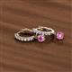 3 - Nita (4mm) Round Pink Sapphire and Diamond Dangle Huggie Hoop Earrings 