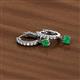 3 - Nita (4mm) Round Emerald and Diamond Dangle Huggie Hoop Earrings 