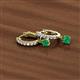 3 - Nita (4mm) Round Emerald and Diamond Dangle Huggie Hoop Earrings 