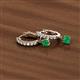 3 - Nita (4mm) Round Emerald and Diamond Dangle Huggie Hoop Earrings 