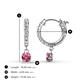 4 - Nita (4mm) Round Pink Tourmaline and Diamond Dangle Huggie Hoop Earrings 