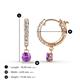 4 - Nita (4mm) Round Amethyst and Diamond Dangle Huggie Hoop Earrings 