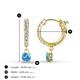 4 - Nita (4mm) Round Blue Topaz and Diamond Dangle Huggie Hoop Earrings 