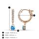 4 - Nita (4mm) Round Blue Topaz and Diamond Dangle Huggie Hoop Earrings 