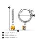4 - Nita (4mm) Round Citrine and Diamond Dangle Huggie Hoop Earrings 