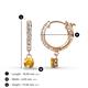 4 - Nita (4mm) Round Citrine and Diamond Dangle Huggie Hoop Earrings 