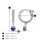 4 - Nita (4mm) Round Iolite and Diamond Dangle Huggie Hoop Earrings 