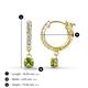 4 - Nita (4mm) Round Peridot and Diamond Dangle Huggie Hoop Earrings 