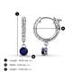4 - Nita (4mm) Round Blue Sapphire and Diamond Dangle Huggie Hoop Earrings 