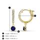 4 - Nita (4mm) Round Blue Sapphire and Diamond Dangle Huggie Hoop Earrings 