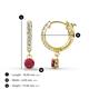 4 - Nita (4mm) Round Ruby and Diamond Dangle Huggie Hoop Earrings 
