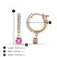 4 - Nita (4mm) Round Pink Sapphire and Diamond Dangle Huggie Hoop Earrings 