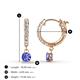 4 - Nita (4mm) Round Tanzanite and Diamond Dangle Huggie Hoop Earrings 