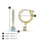 4 - Nita (4mm) Round Aquamarine and Diamond Dangle Huggie Hoop Earrings 