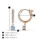 4 - Nita (4mm) Round Aquamarine and Diamond Dangle Huggie Hoop Earrings 