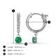 4 - Nita (4mm) Round Emerald and Diamond Dangle Huggie Hoop Earrings 