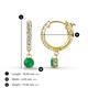 4 - Nita (4mm) Round Emerald and Diamond Dangle Huggie Hoop Earrings 