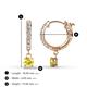 4 - Nita (4mm) Round Yellow Sapphire and Diamond Dangle Huggie Hoop Earrings 