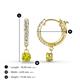 4 - Nita (4mm) Round Yellow and White Diamond Dangle Huggie Hoop Earrings 