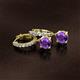 2 - Nita (6mm) Round Amethyst and Diamond Dangle Huggie Hoop Earrings 