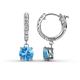 1 - Nita (6mm) Round Blue Topaz and Diamond Dangle Huggie Hoop Earrings 