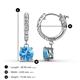 3 - Nita (6mm) Round Blue Topaz and Diamond Dangle Huggie Hoop Earrings 