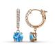 1 - Nita (6mm) Round Blue Topaz and Diamond Dangle Huggie Hoop Earrings 