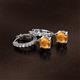2 - Nita (6mm) Round Citrine and Diamond Dangle Huggie Hoop Earrings 