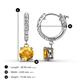 3 - Nita (6mm) Round Citrine and Diamond Dangle Huggie Hoop Earrings 