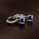 2 - Nita (6mm) Round Iolite and Diamond Dangle Huggie Hoop Earrings 