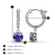 3 - Nita (6mm) Round Iolite and Diamond Dangle Huggie Hoop Earrings 