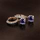 2 - Nita (6mm) Round Iolite and Diamond Dangle Huggie Hoop Earrings 