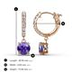 3 - Nita (6mm) Round Iolite and Diamond Dangle Huggie Hoop Earrings 