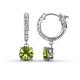 1 - Nita (6mm) Round Peridot and Diamond Dangle Huggie Hoop Earrings 
