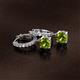 2 - Nita (6mm) Round Peridot and Diamond Dangle Huggie Hoop Earrings 