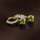 2 - Nita (6mm) Round Peridot and Diamond Dangle Huggie Hoop Earrings 