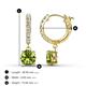 3 - Nita (6mm) Round Peridot and Diamond Dangle Huggie Hoop Earrings 