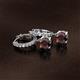 2 - Nita (6mm) Round Red Garnet and Diamond Dangle Huggie Hoop Earrings 