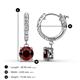 3 - Nita (6mm) Round Red Garnet and Diamond Dangle Huggie Hoop Earrings 