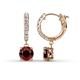 1 - Nita (6mm) Round Red Garnet and Diamond Dangle Huggie Hoop Earrings 