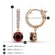 3 - Nita (6mm) Round Red Garnet and Diamond Dangle Huggie Hoop Earrings 