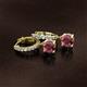 2 - Nita (6mm) Round Rhodolite Garnet and Diamond Dangle Huggie Hoop Earrings 