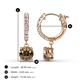 3 - Nita (6mm) Round Smoky Quartz and Diamond Dangle Huggie Hoop Earrings 