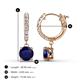 3 - Nita (6mm) Round Blue Sapphire and Diamond Dangle Huggie Hoop Earrings 