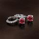 2 - Nita (6mm) Round Ruby and Diamond Dangle Huggie Hoop Earrings 