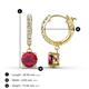 3 - Nita (6mm) Round Ruby and Diamond Dangle Huggie Hoop Earrings 