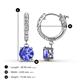 3 - Nita (6mm) Round Tanzanite and Diamond Dangle Huggie Hoop Earrings 