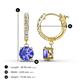 3 - Nita (6mm) Round Tanzanite and Diamond Dangle Huggie Hoop Earrings 